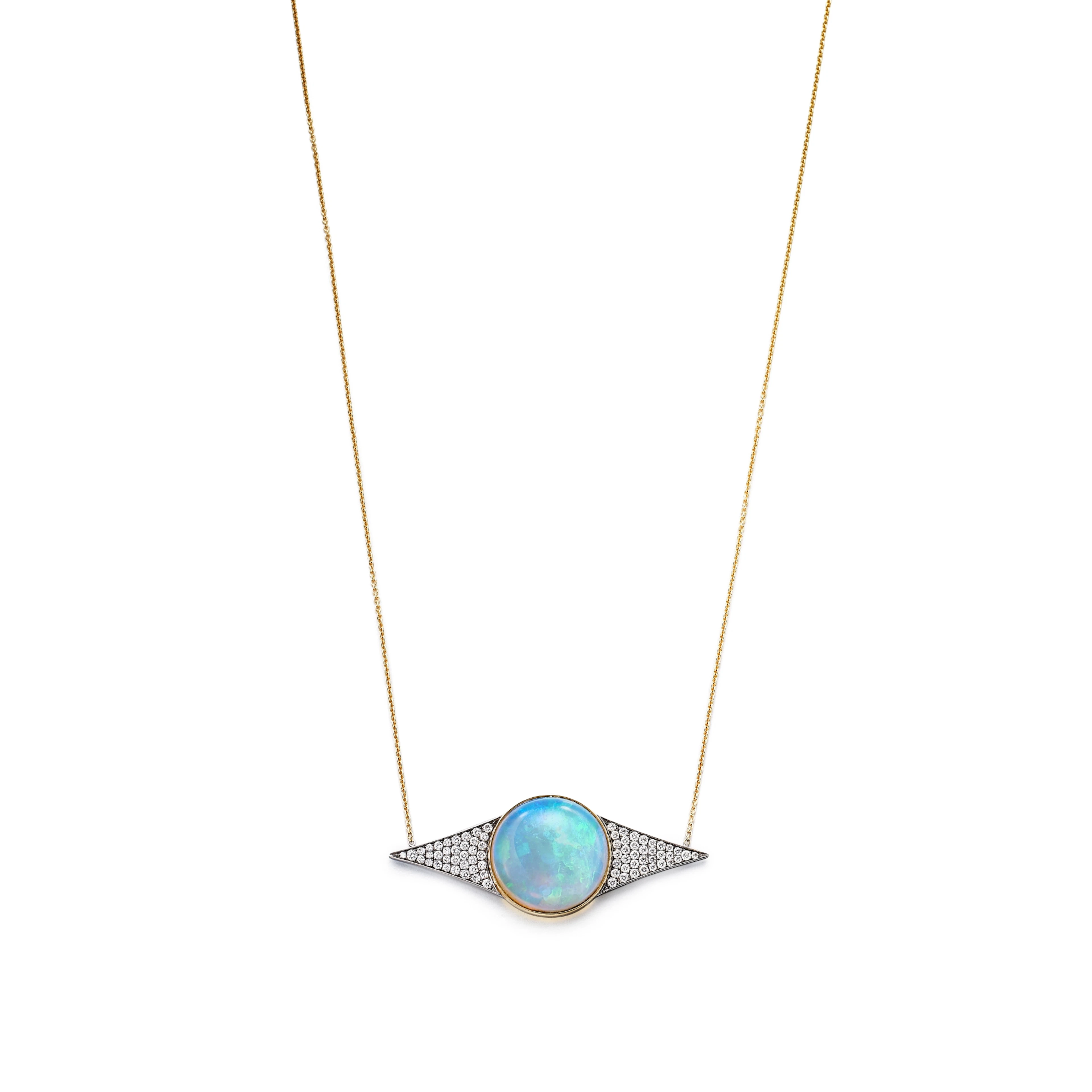 Gold, White Gold, Opal and Diamond Pendant Necklace