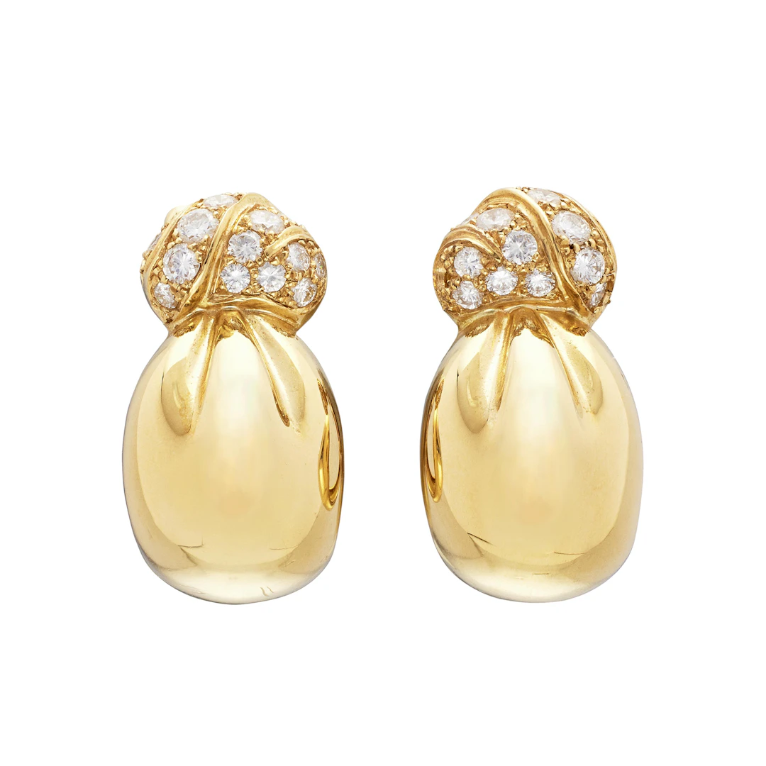Gold and Diamond Earclips