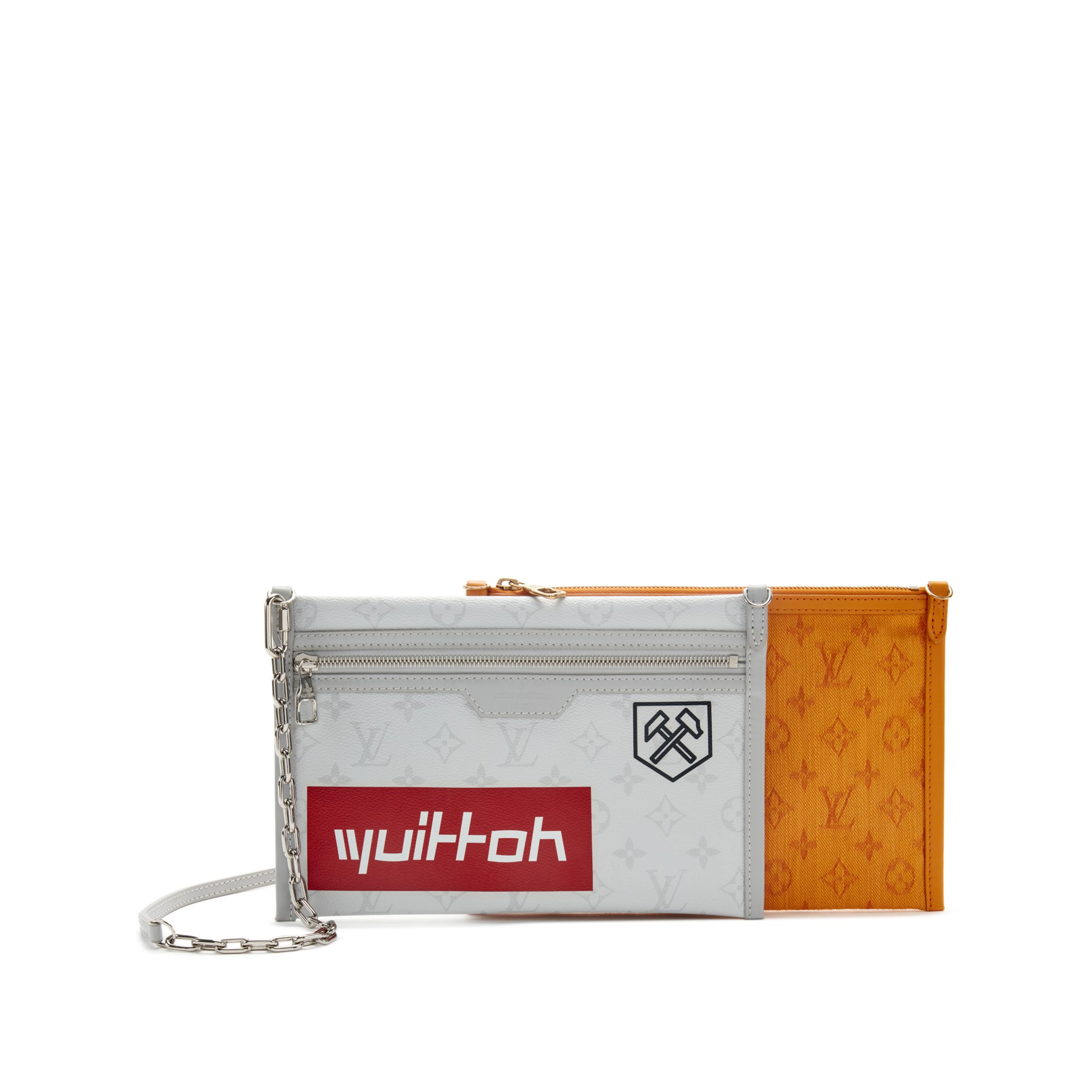 Virgil Abloh Orange and White Monogram Denim and Coated Canvas Double