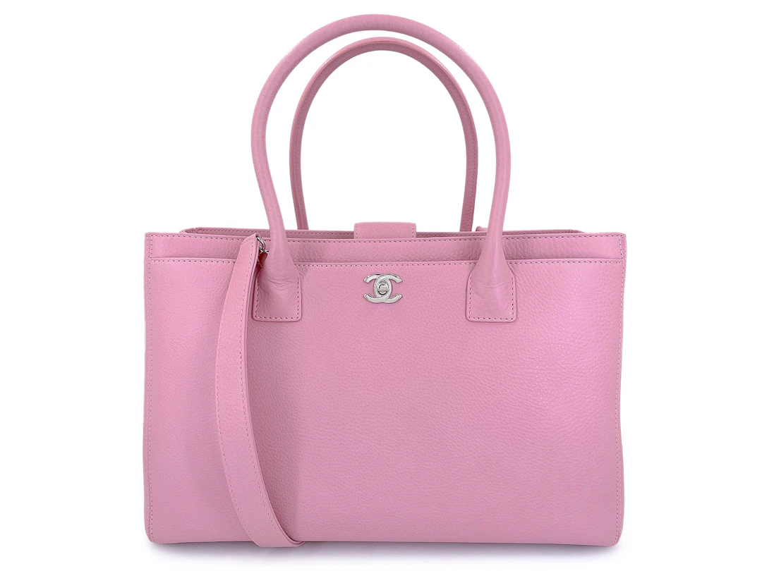 Pink Calfskin Large Cerf Executive Shopper Tote Bag Silver Hardware, 2014