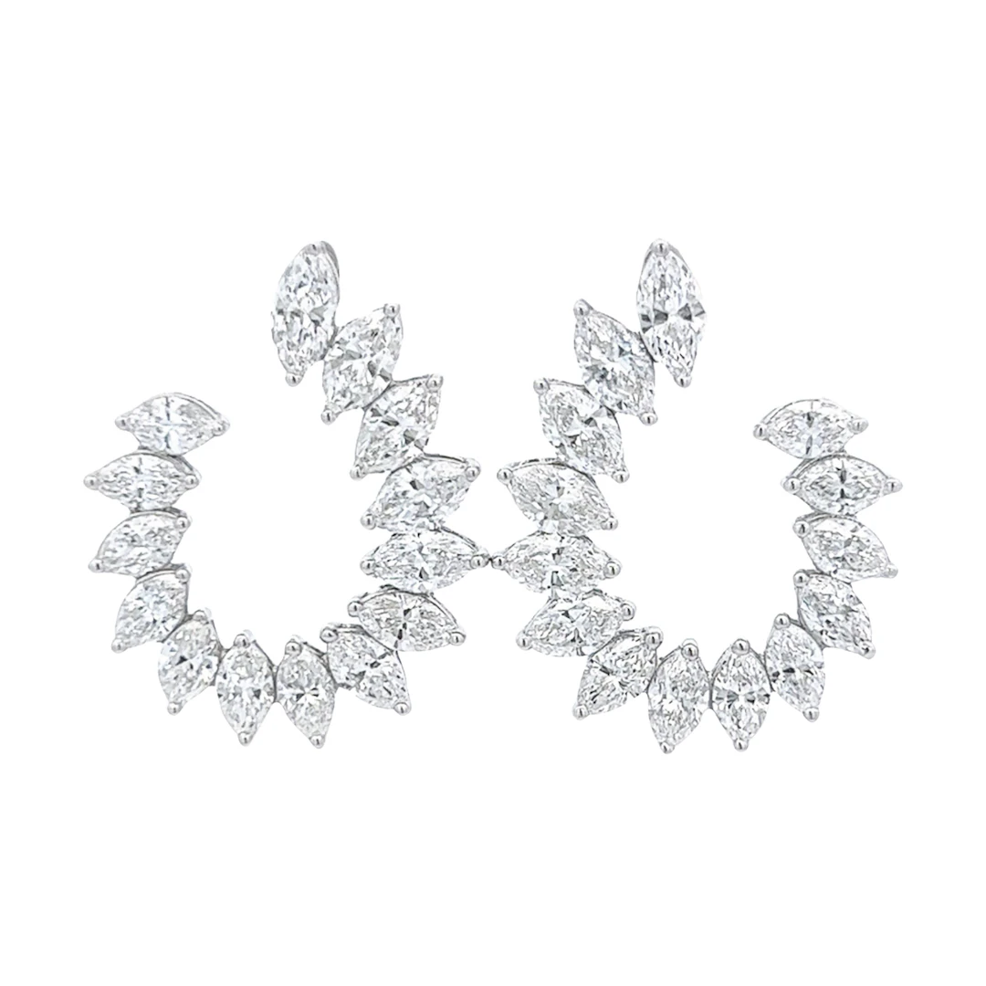 White Gold and 7.70ctw Marquise Cut Diamond Earrings