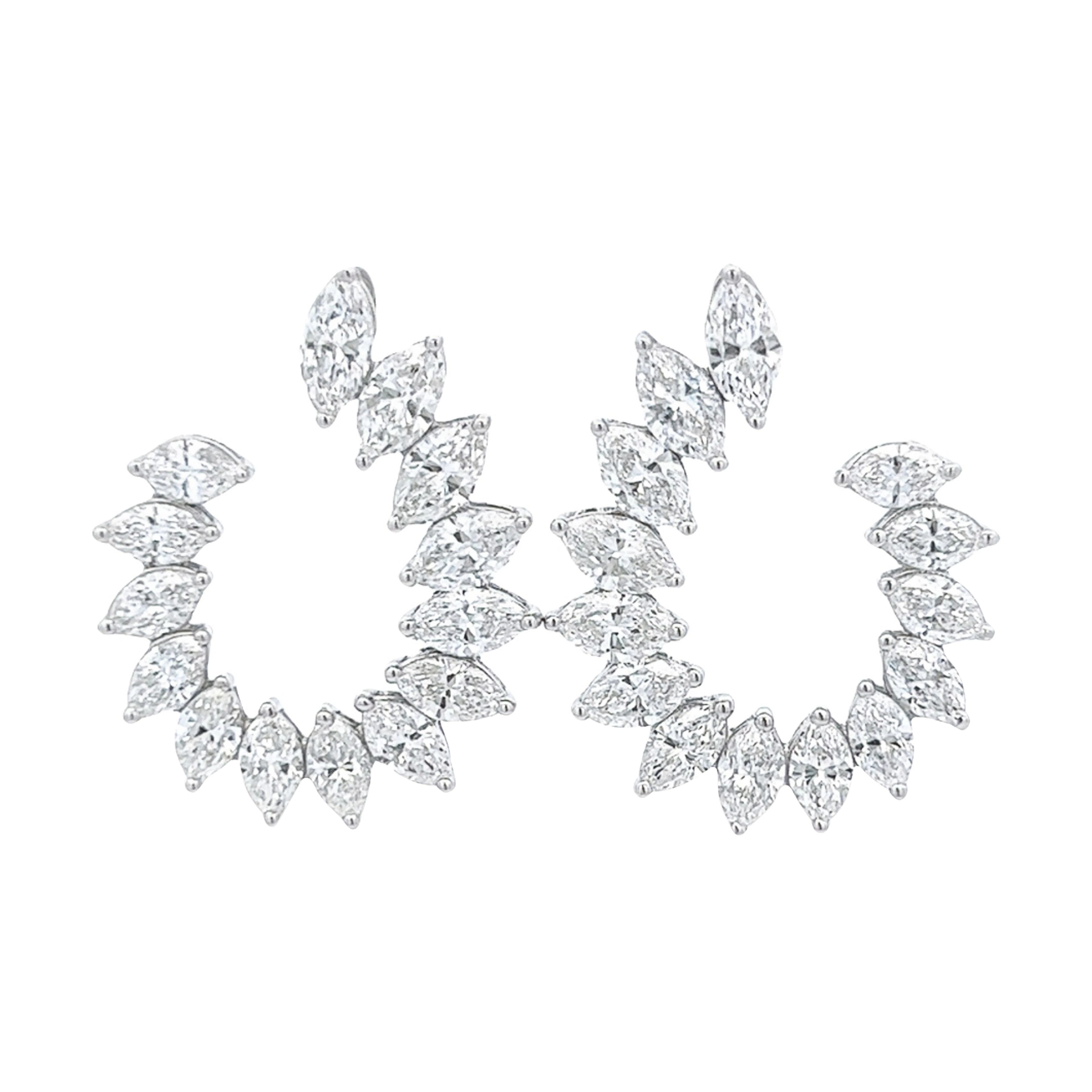 White Gold and 7.70ctw Marquise Cut Diamond Earrings