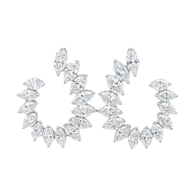 White Gold and 7.70ctw Marquise Cut Diamond Earrings