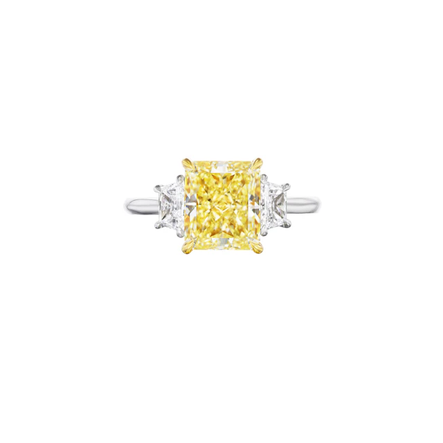 Platinum, Gold, 3.04ct Radiant Cut Fancy Yellow Diamond and Diamond