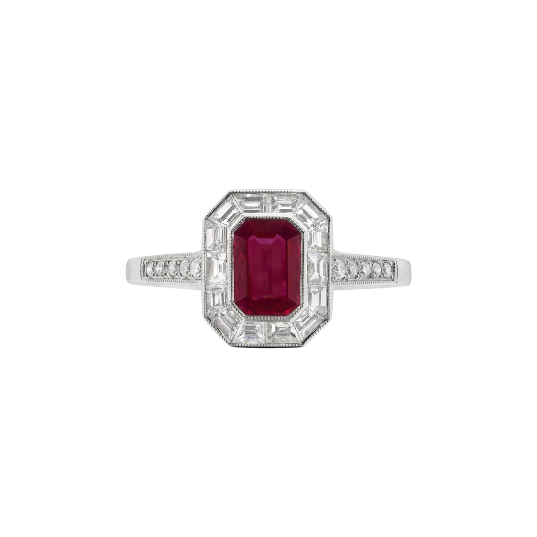 Platinum, 0.75ct Ruby and Diamond Ring