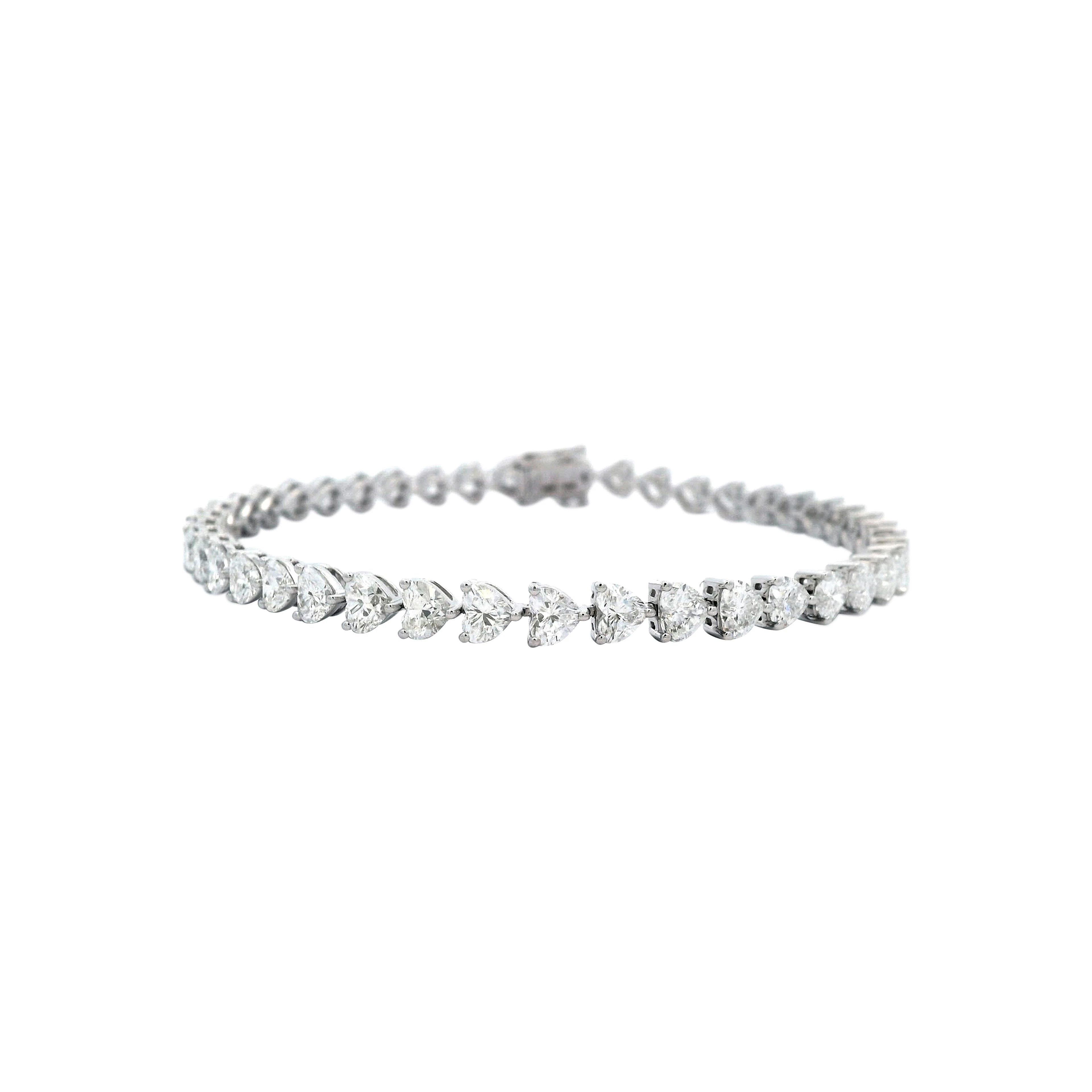 White Gold and 8.80ctw Heart Shape Diamond Tennis Bracelet