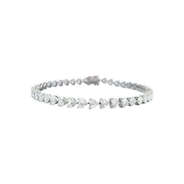 White Gold and 8.80ctw Heart Shape Diamond Tennis Bracelet