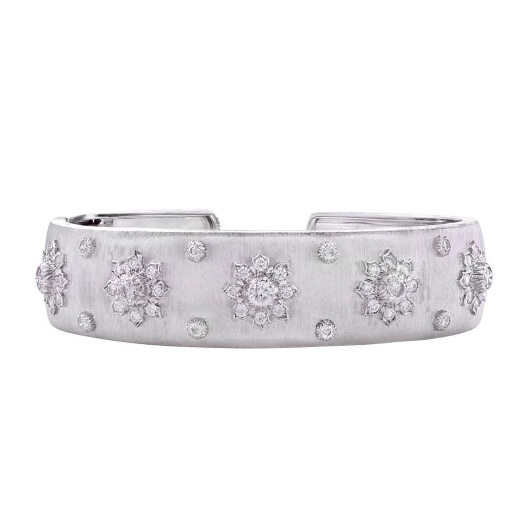 Vintage White Gold and Diamond Cuff Bracelet