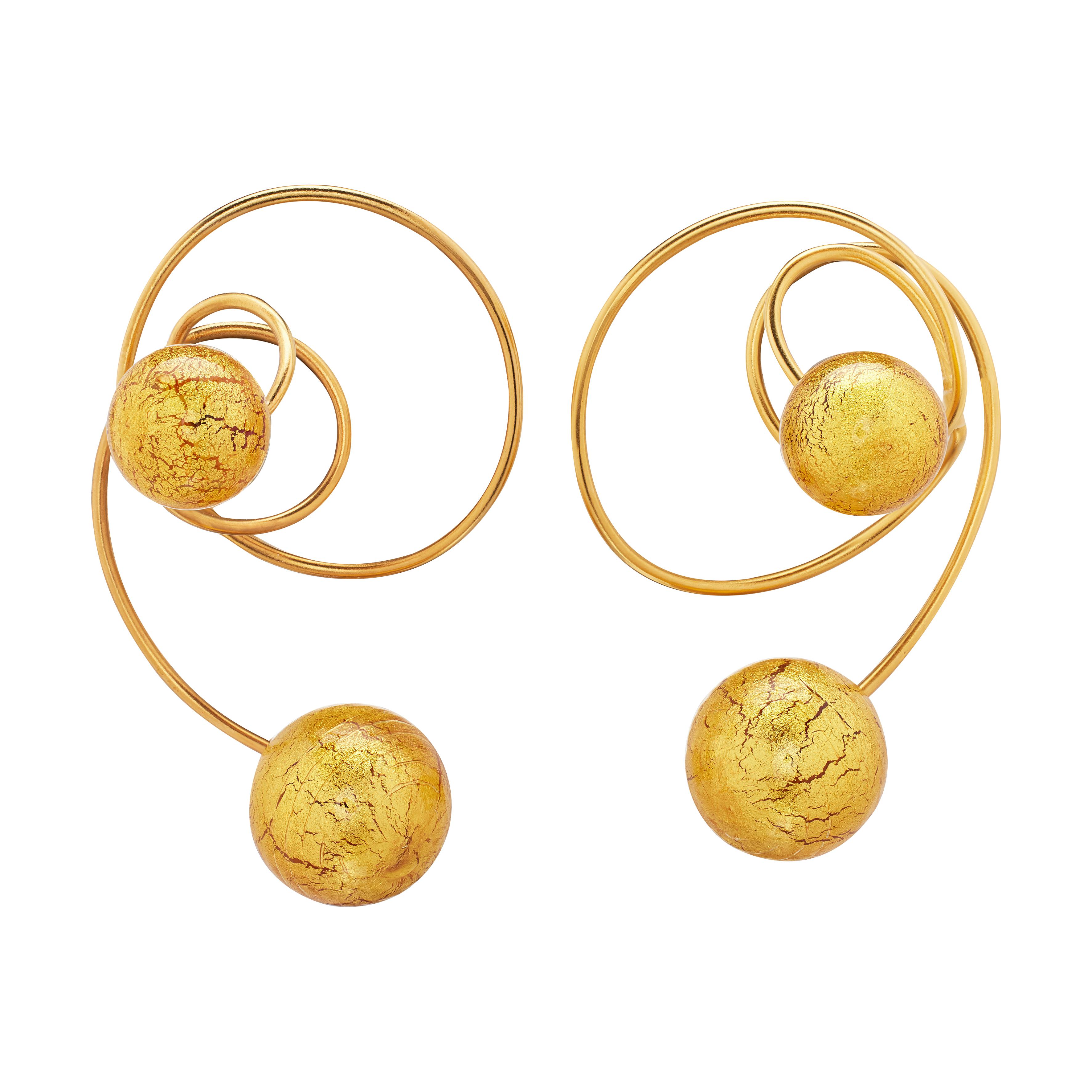 Gold, Titanium and Murano Glass Carnaval à Venise Earrings