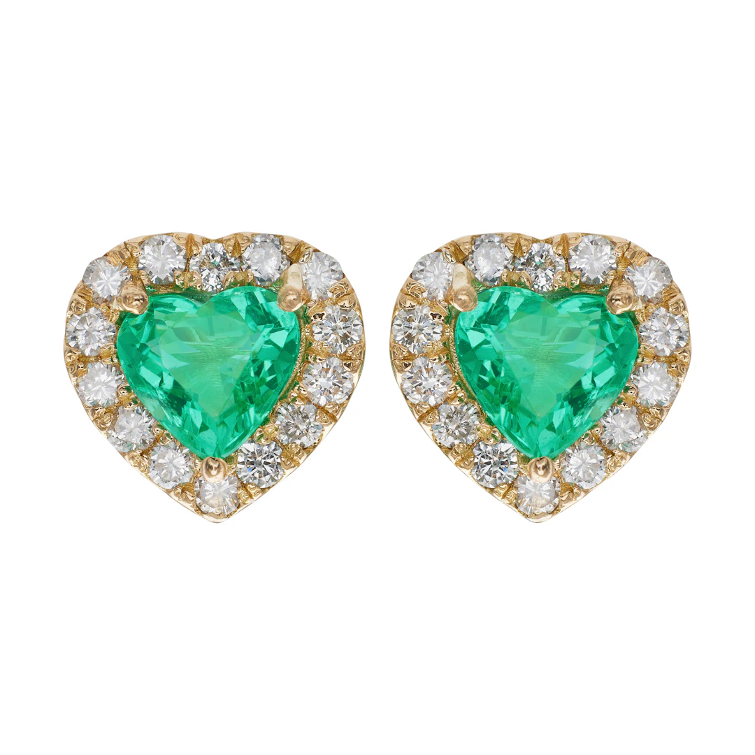Gold, 2.70ctw Emerald and Diamond Earrings