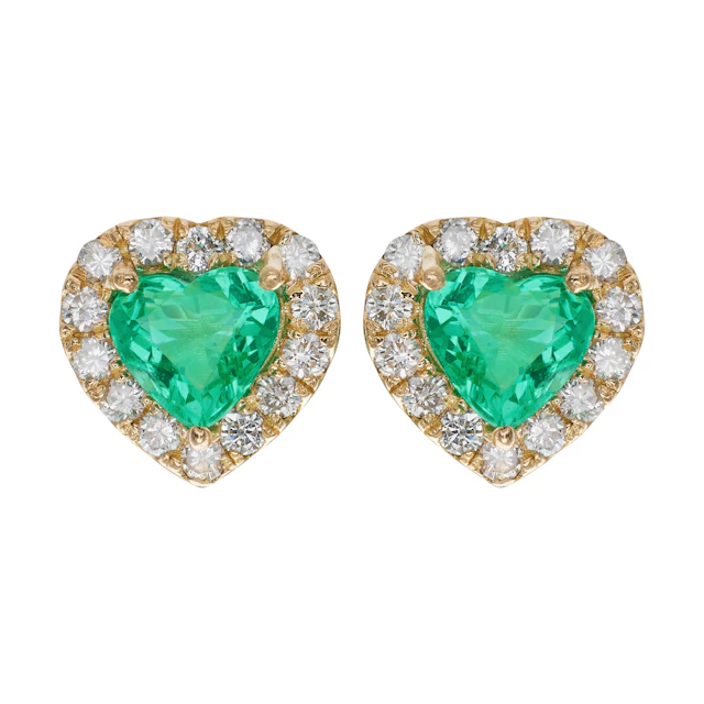 Gold, 2.70ctw Emerald and Diamond Earrings