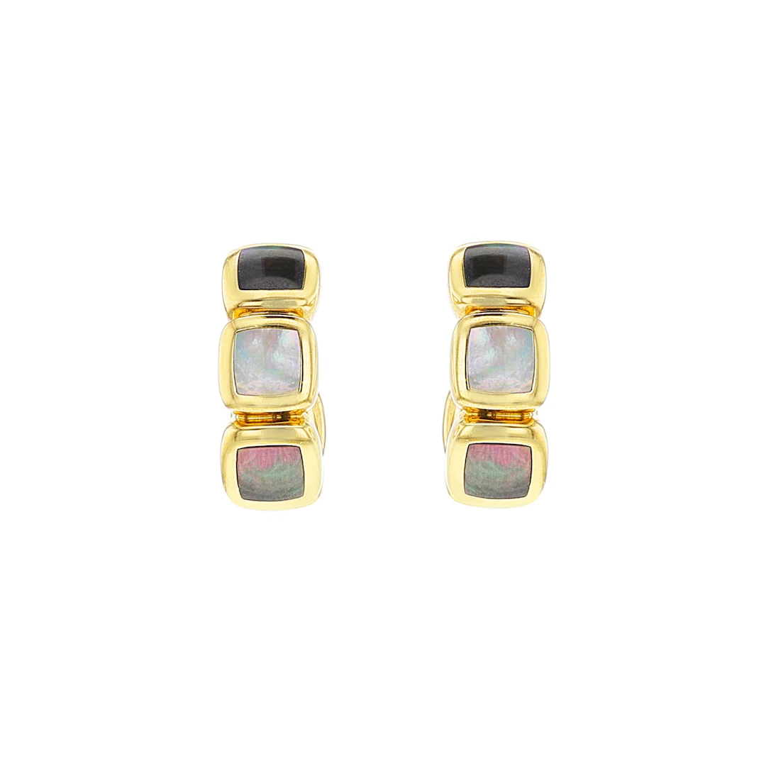 Gold and Mother of Pearl Hoop Earrings