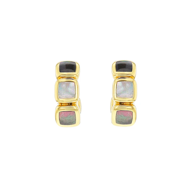 Gold and Mother of Pearl Hoop Earrings