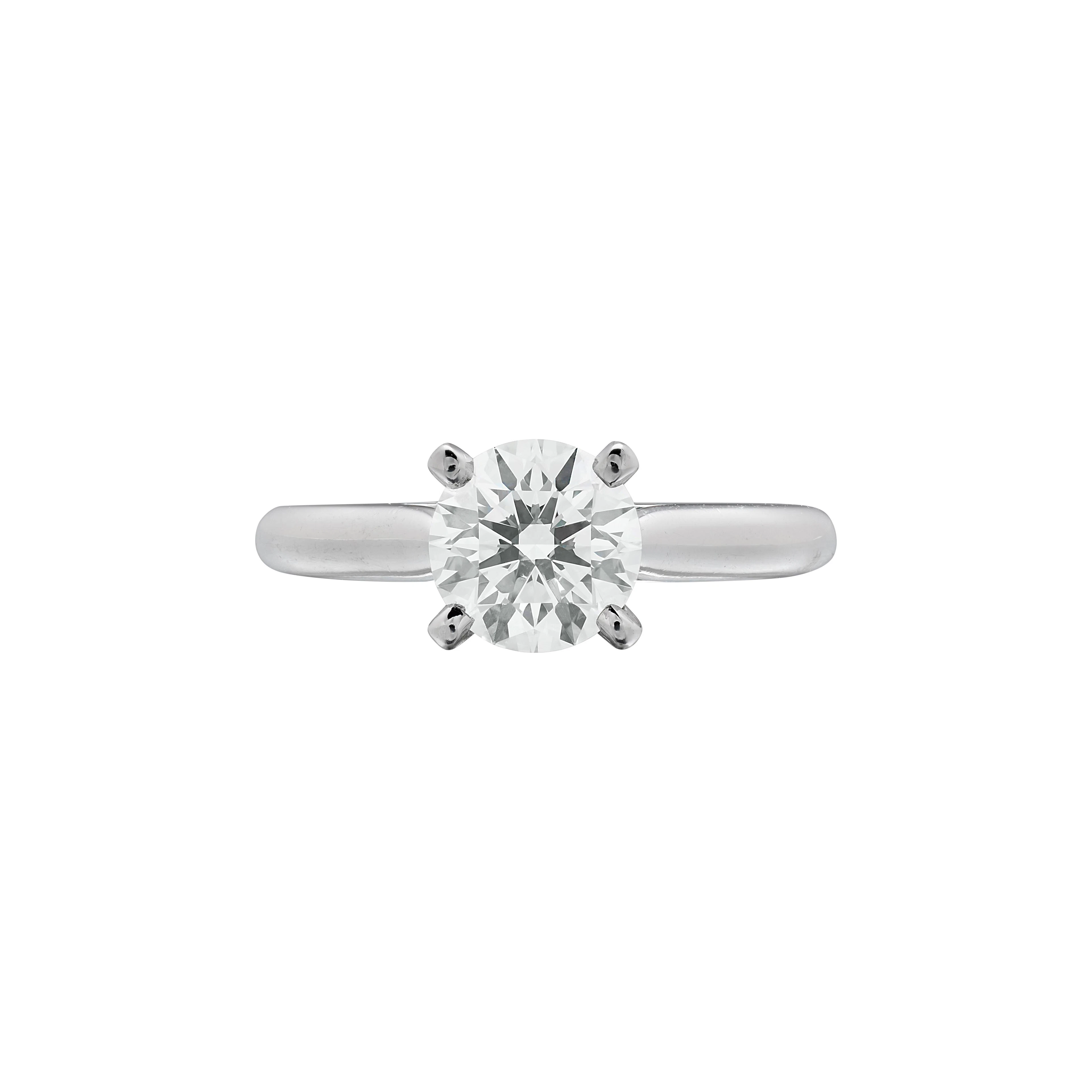Platinum and 1.01ct Round Brilliant Cut Diamond Engagement Ring