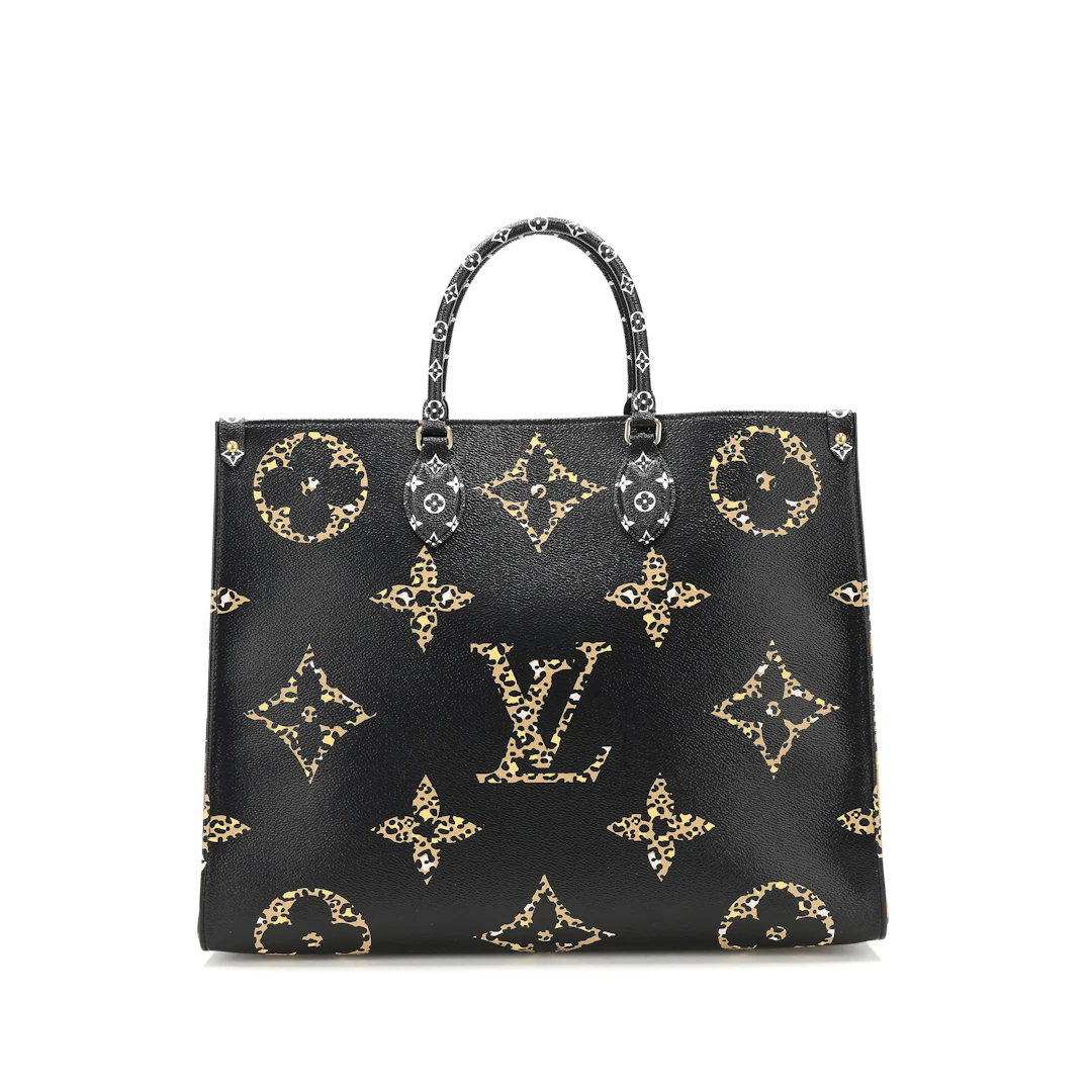 Black and Orange Jungle Giant Monogram OnTheGo Tote GM, 2019