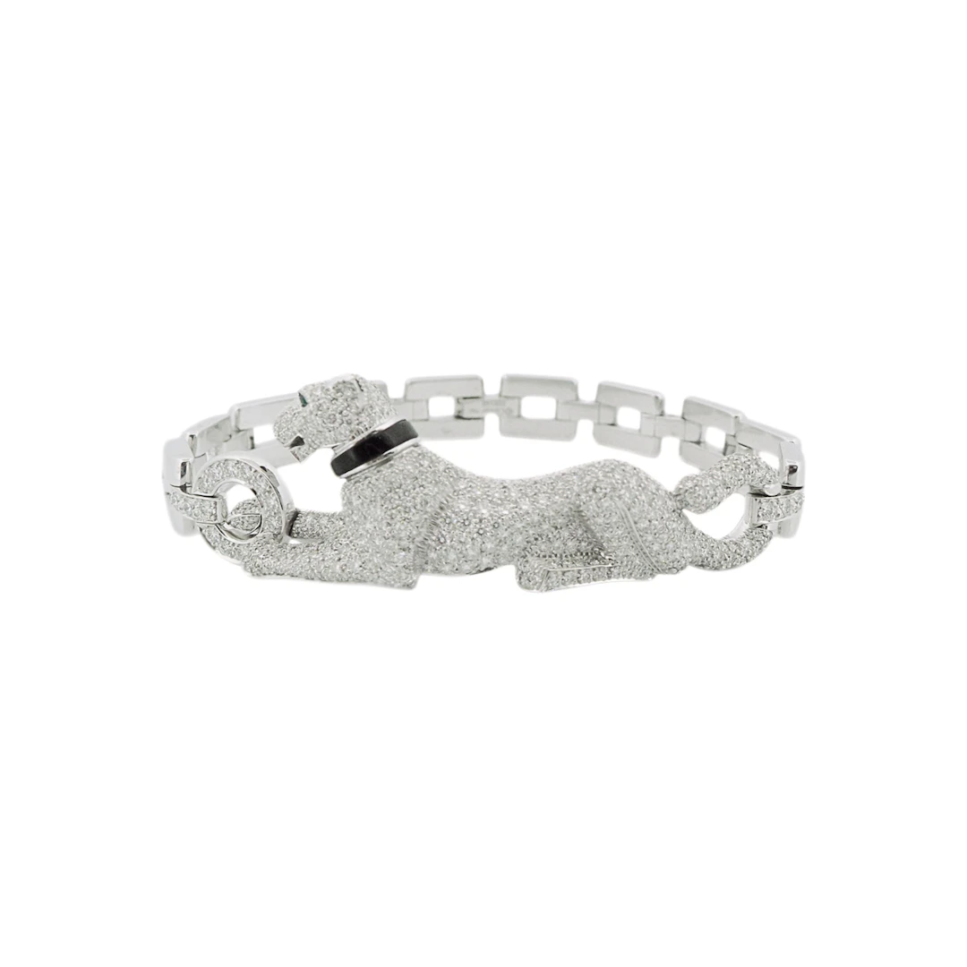White Gold, Emerald, Onyx and Diamond Panthère de Cartier Bracelet
