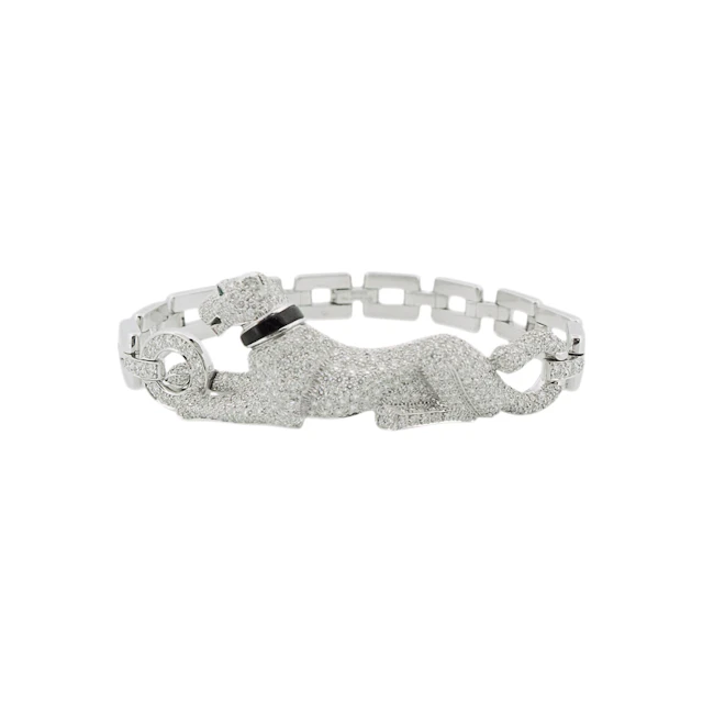 White Gold, Emerald, Onyx and Diamond Panthère de Cartier Bracelet