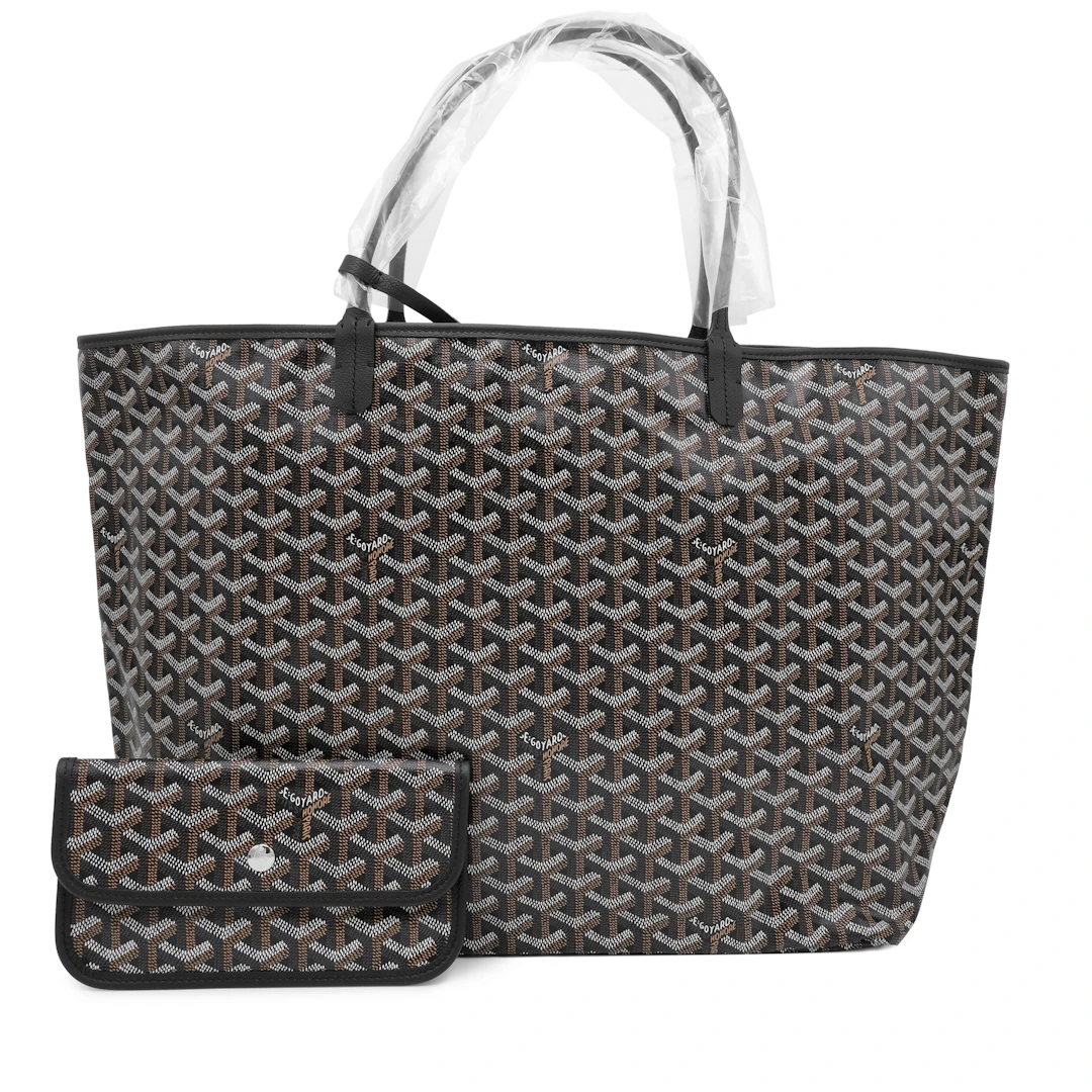 Black Goyardine Canvas and Chevroches Calfskin Saint Louis GM Bag
