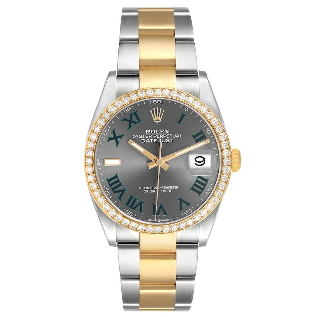 Datejust 'Wimbledon' (Reference 126283RBR). A 36mm yellow gold stainless