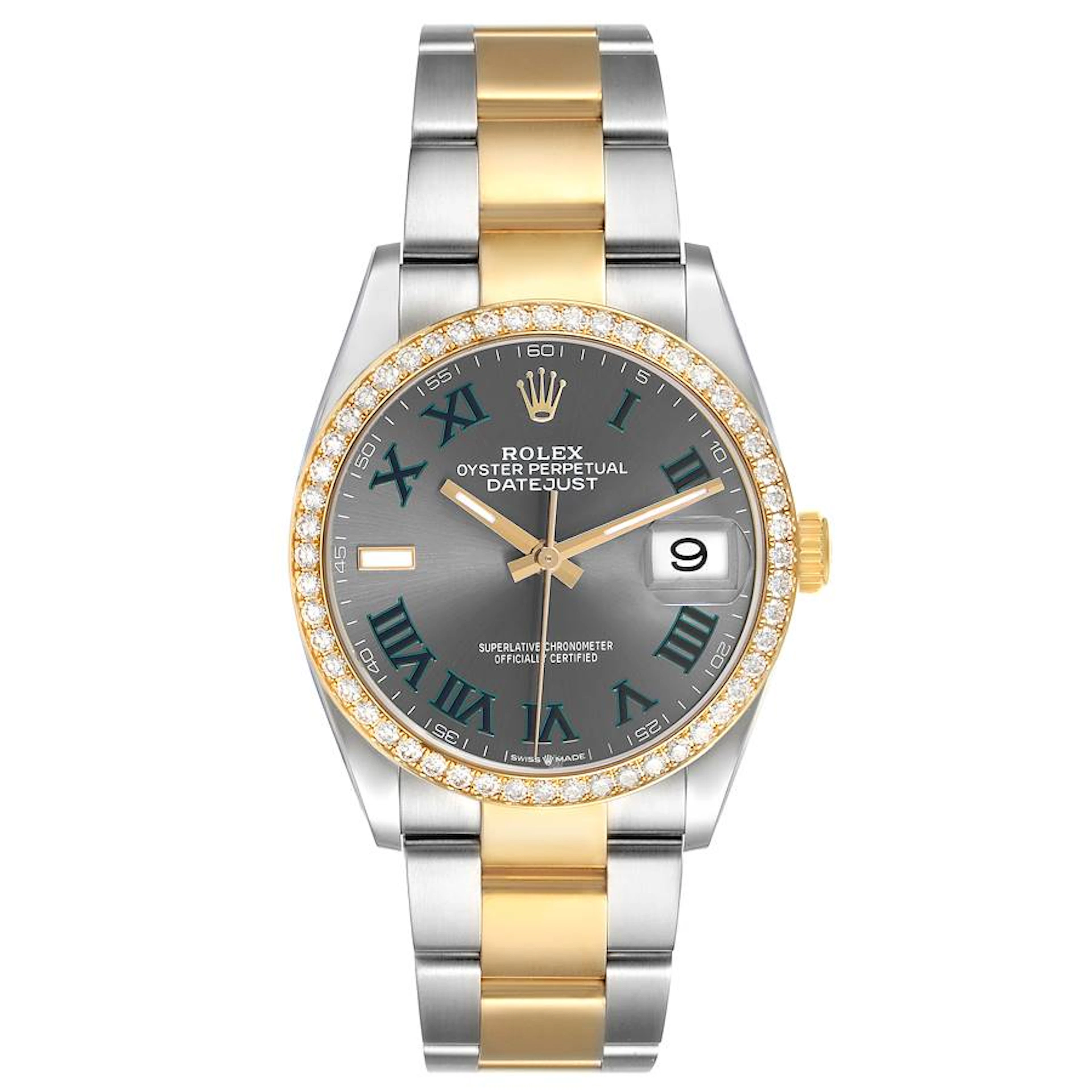Datejust 'Wimbledon' (Reference 126283RBR). A 36mm yellow gold stainless