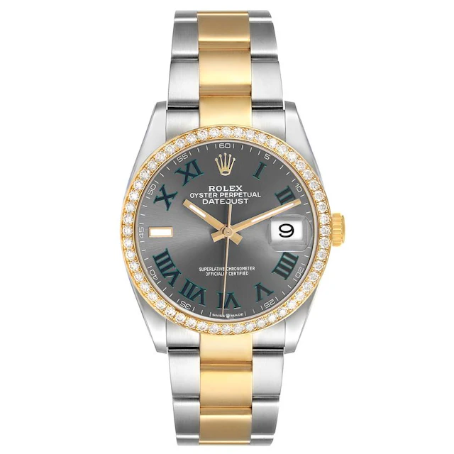 Datejust 'Wimbledon' (Reference 126283RBR). A 36mm yellow gold stainless