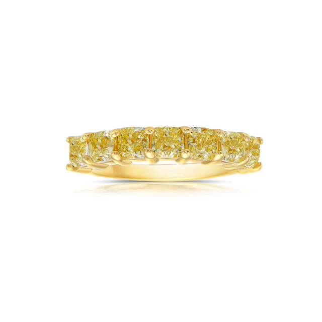 Gold, 4.30ctw Radiant Cut Yellow Diamond Half Eternity Band