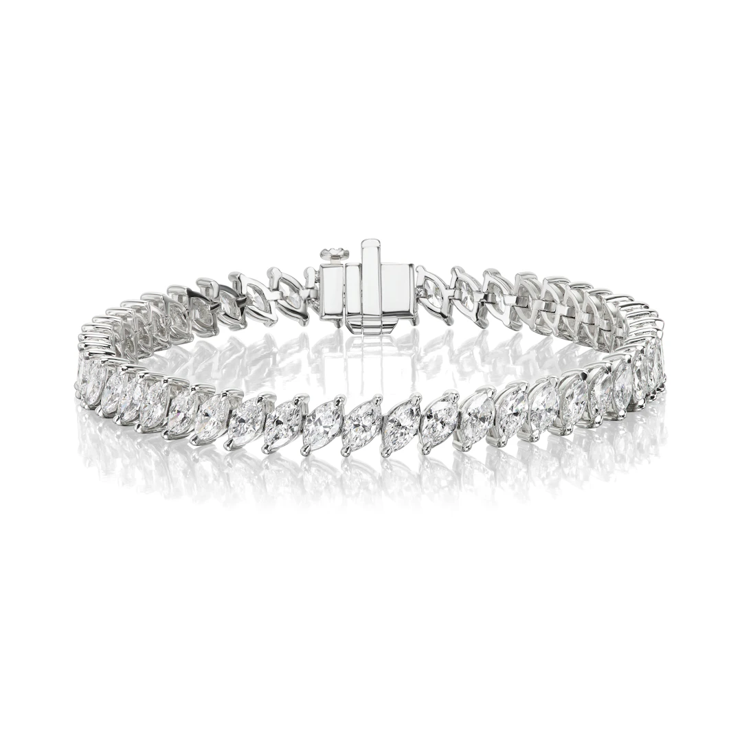Platinum and 10.55ctw Marquise Cut Diamond Tennis Bracelet
