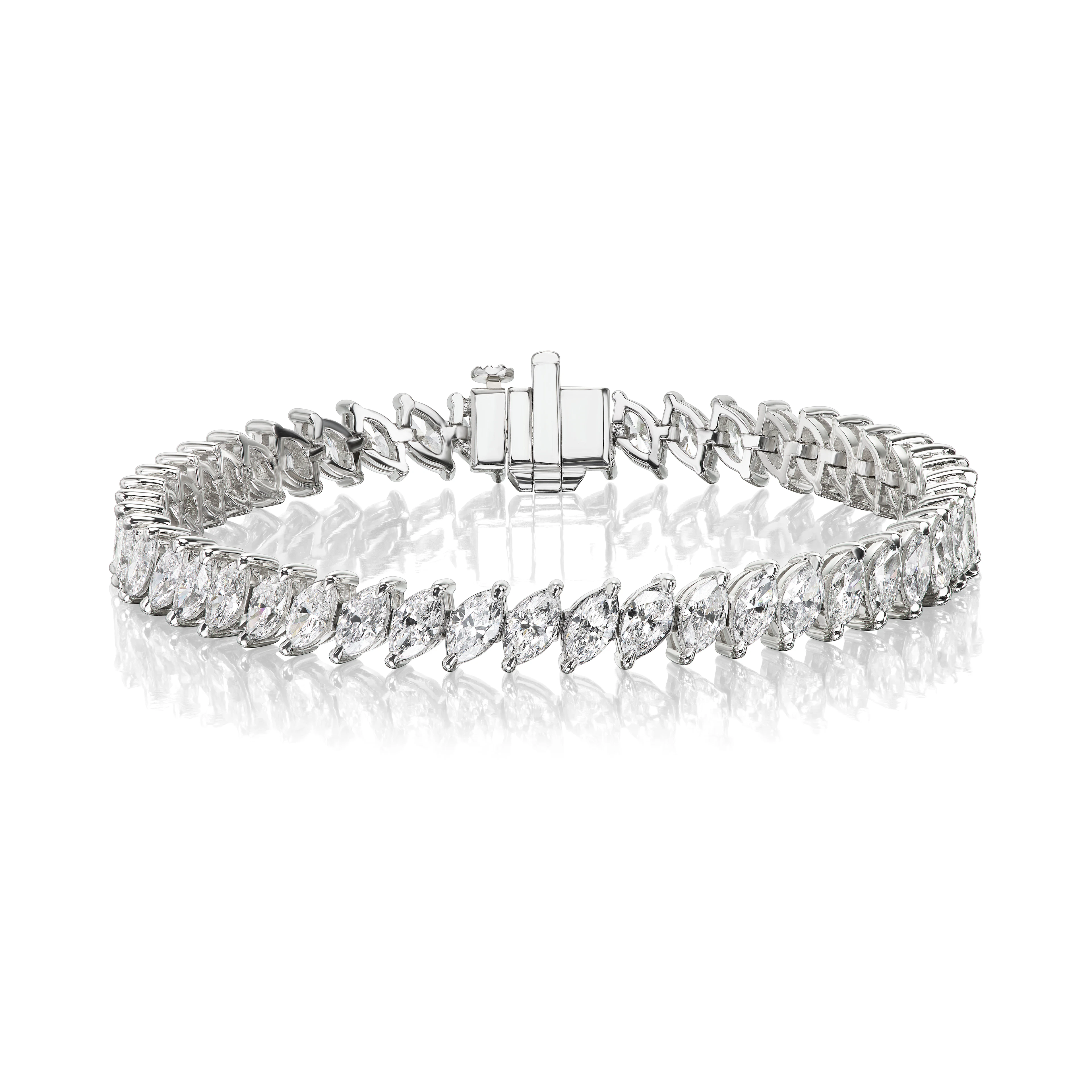 Platinum and 10.55ctw Marquise Cut Diamond Tennis Bracelet