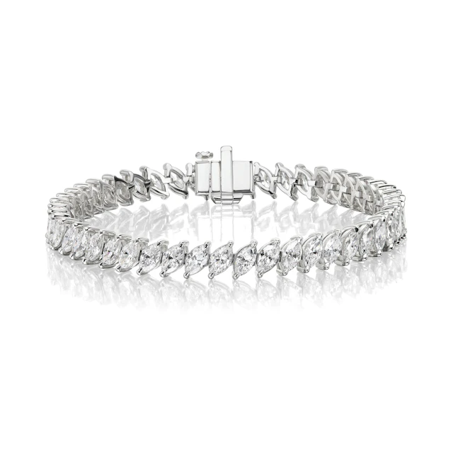 Platinum and 10.55ctw Marquise Cut Diamond Tennis Bracelet