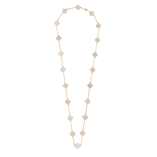 Gold and Mother of Pearl Vintage Alhambra 20 Motifs Necklace
