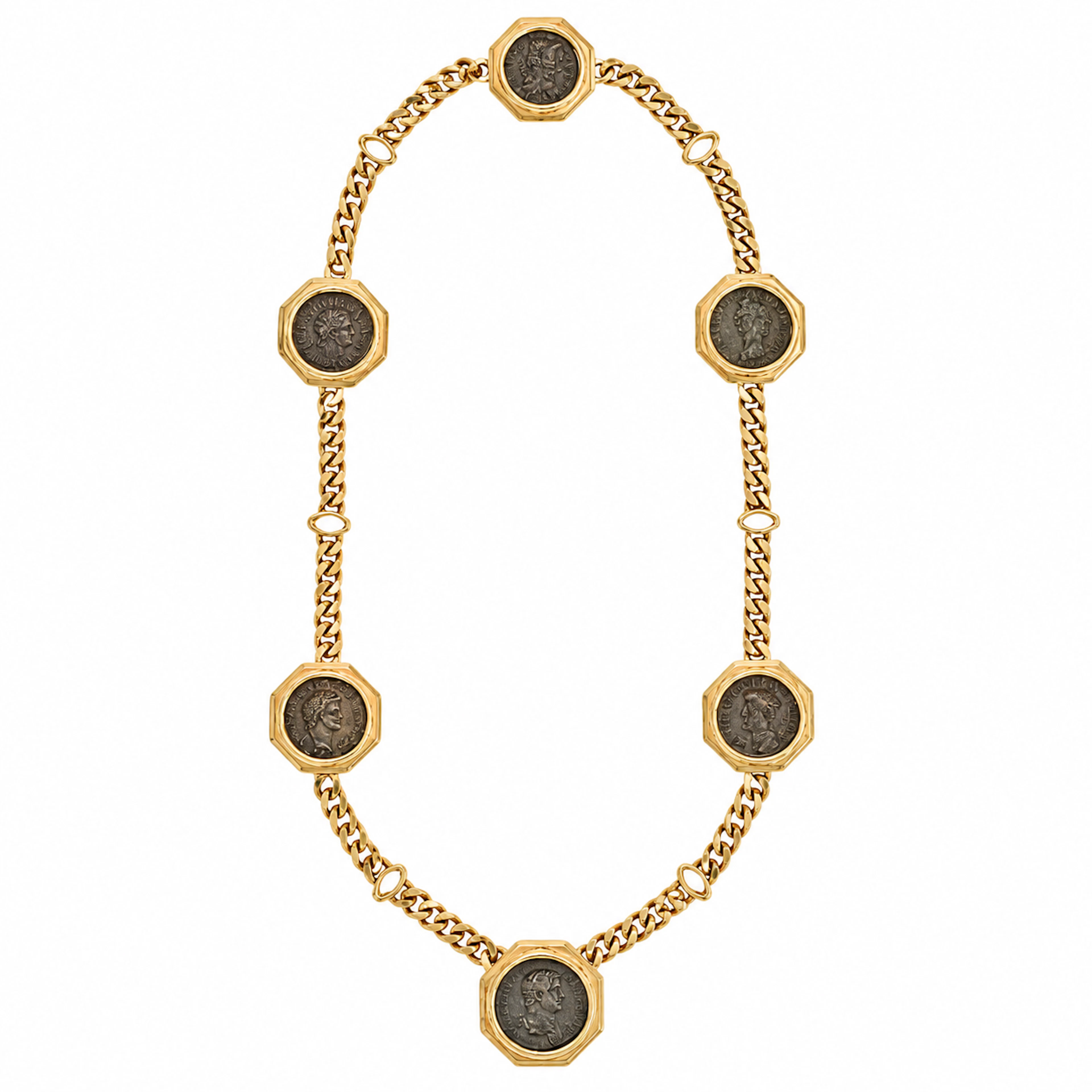Gold and 6 Ancient Coins Monete Necklace