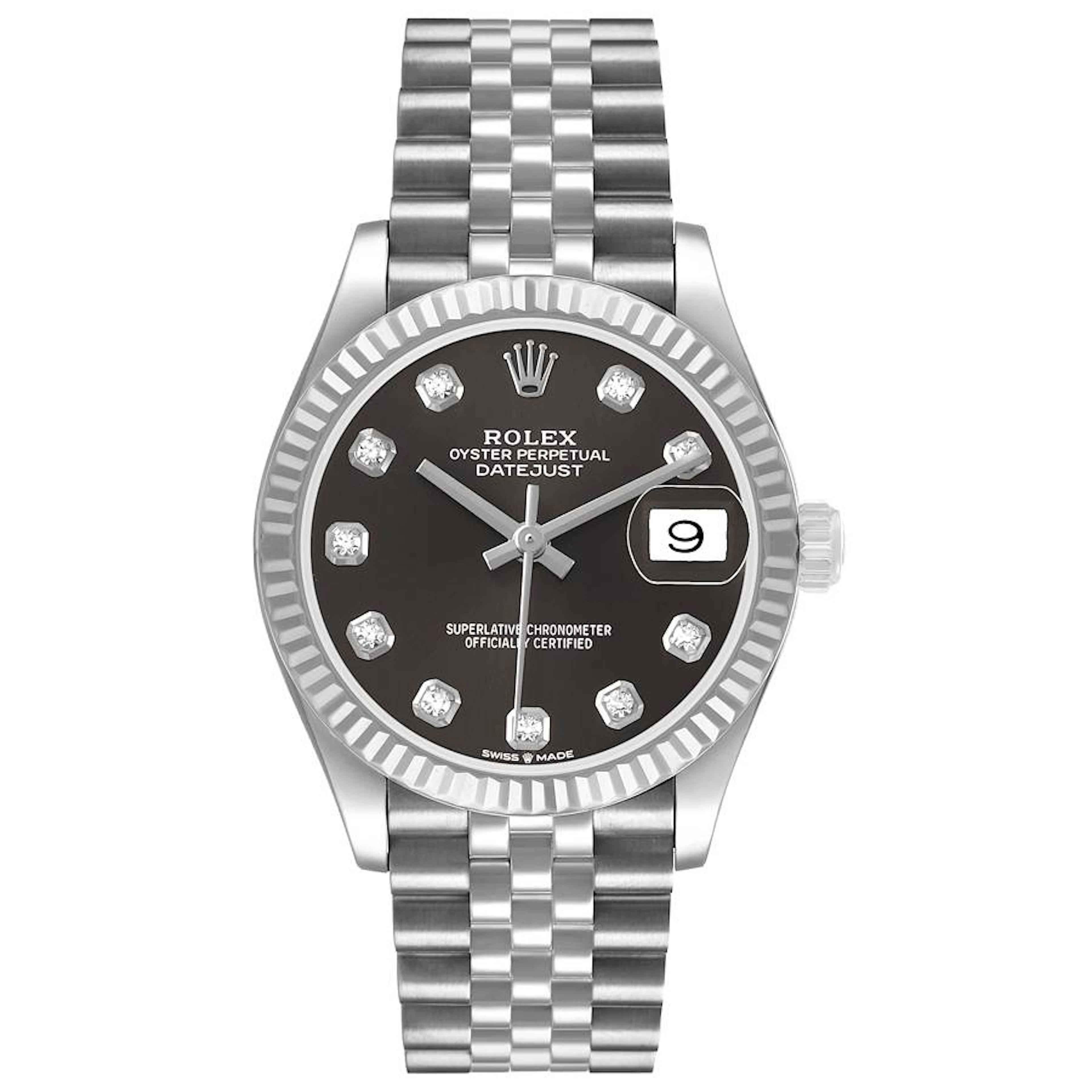 Datejust (Reference 278274). A 31mm white gold stainless steel diamond-set