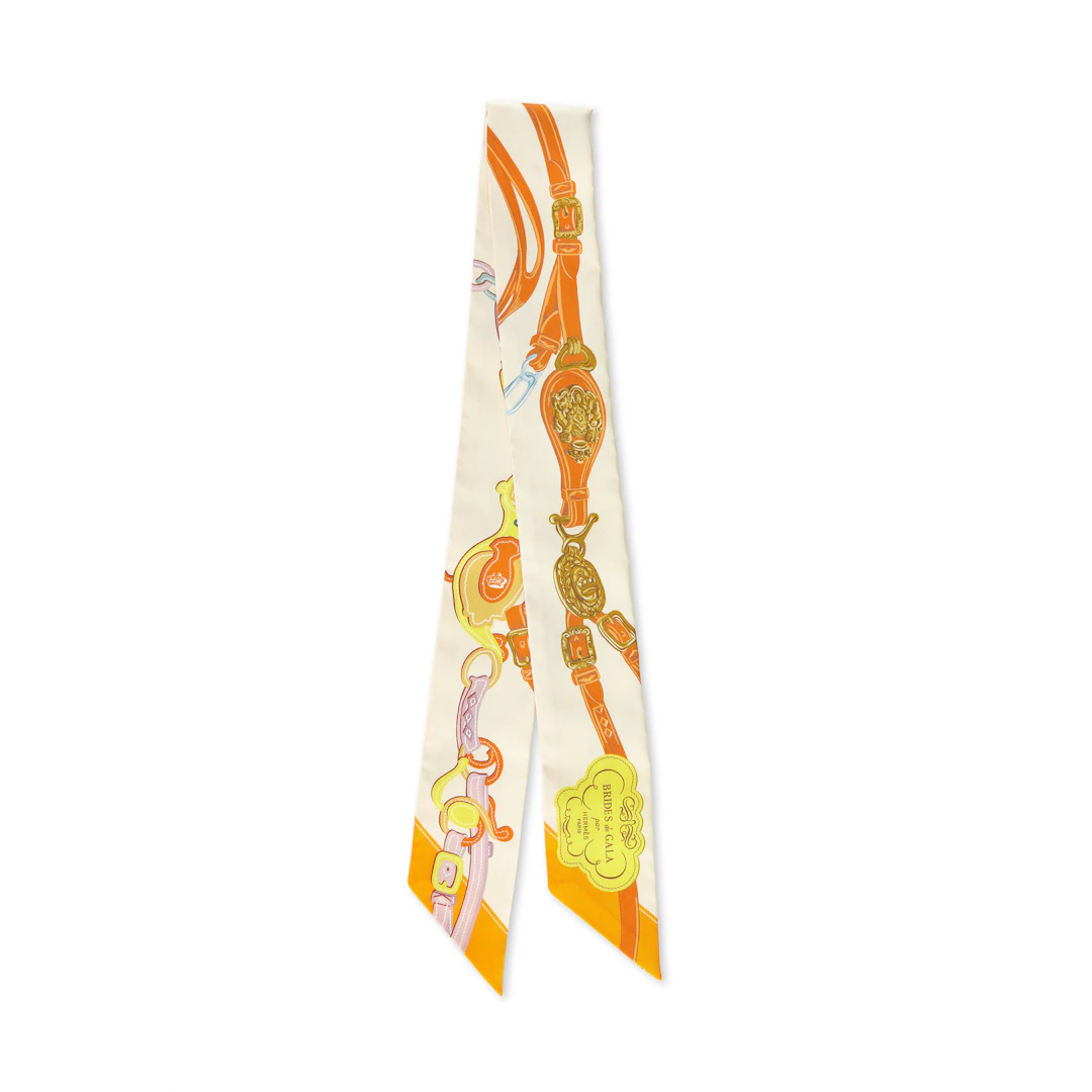 Crème Orange Jaune vif Brides de Gala Applique Pique Twilly Scarf