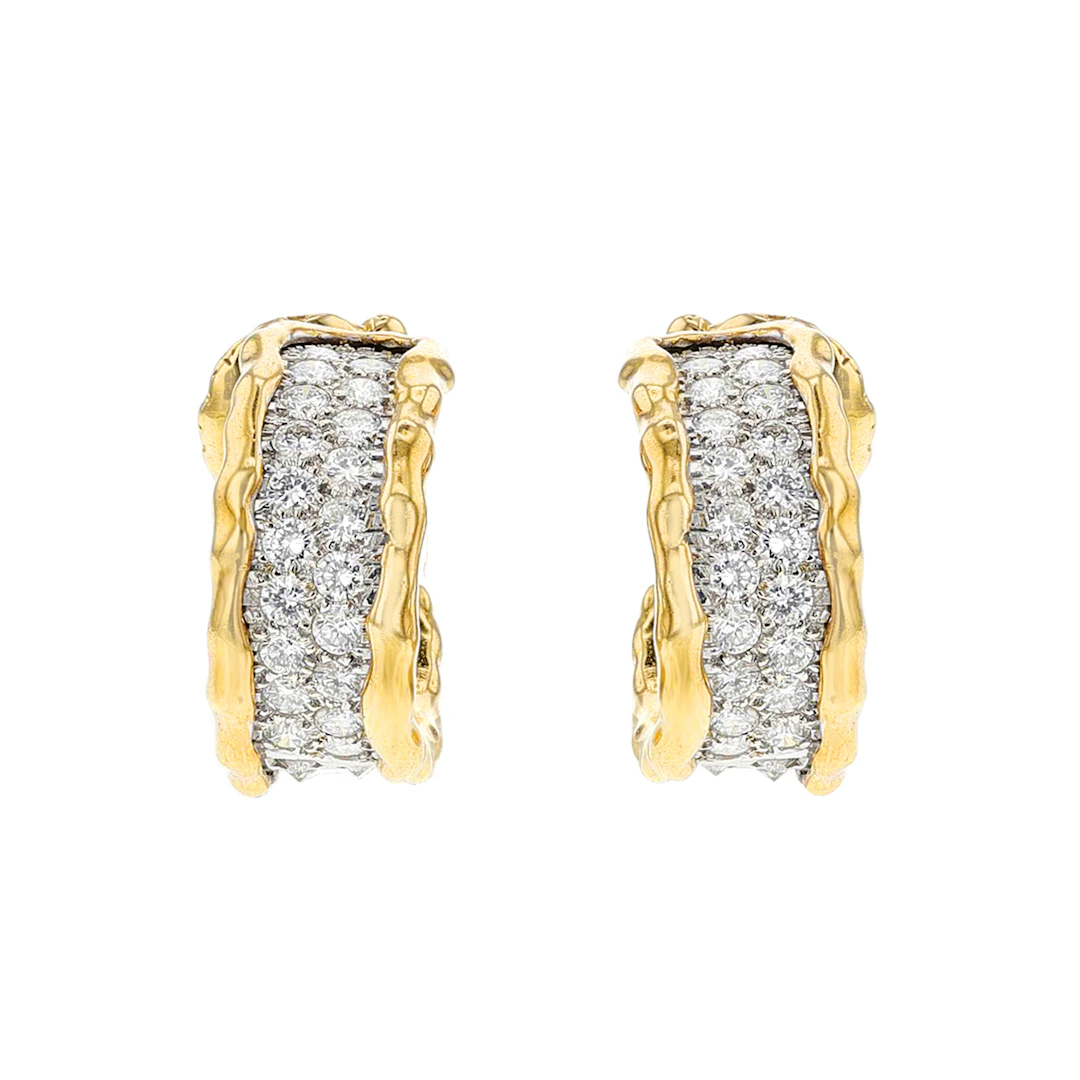 Gold and Diamond Hoop Earrings