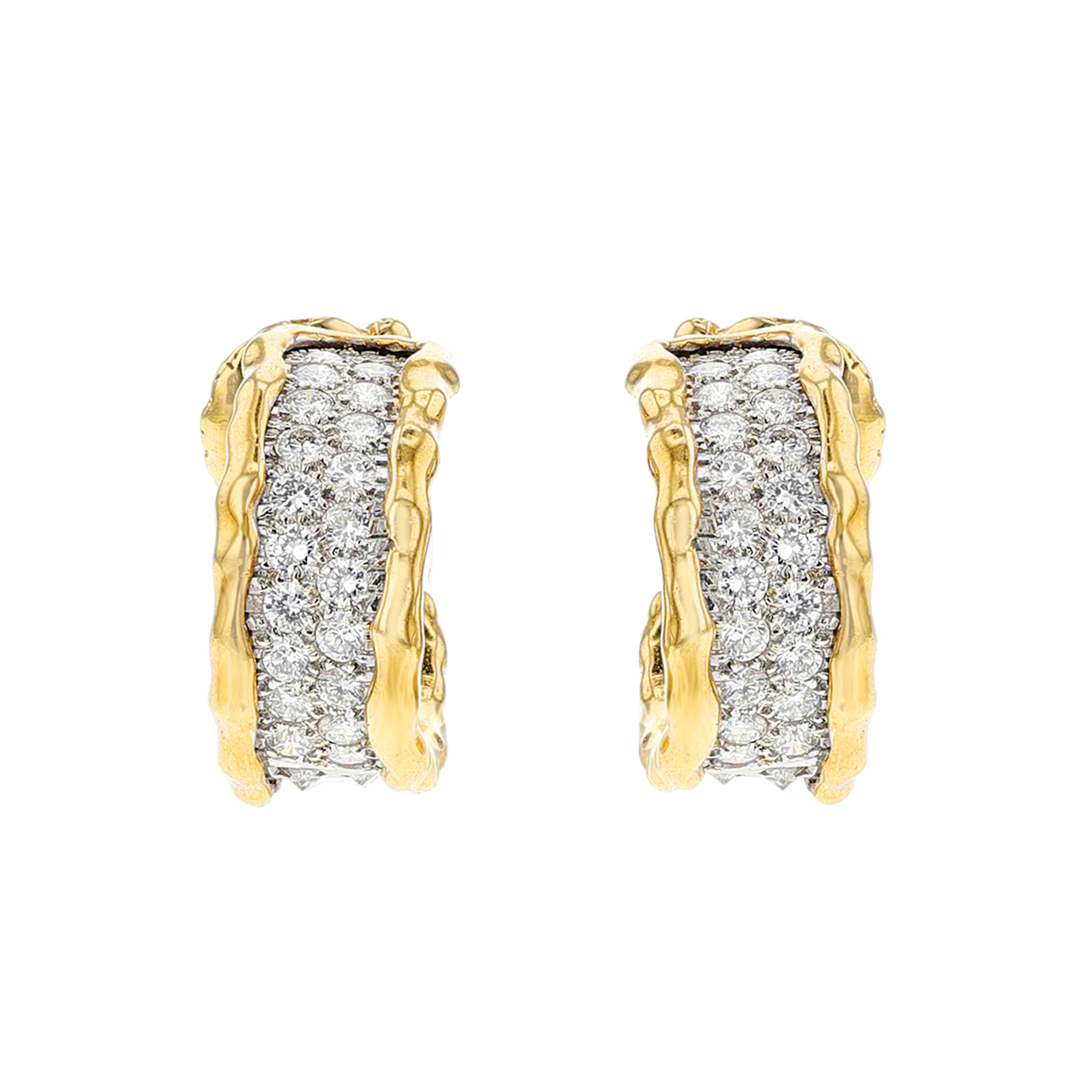 Gold and Diamond Hoop Earrings