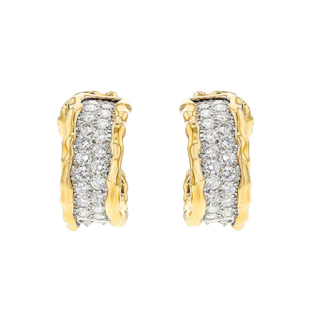 Gold and Diamond Hoop Earrings