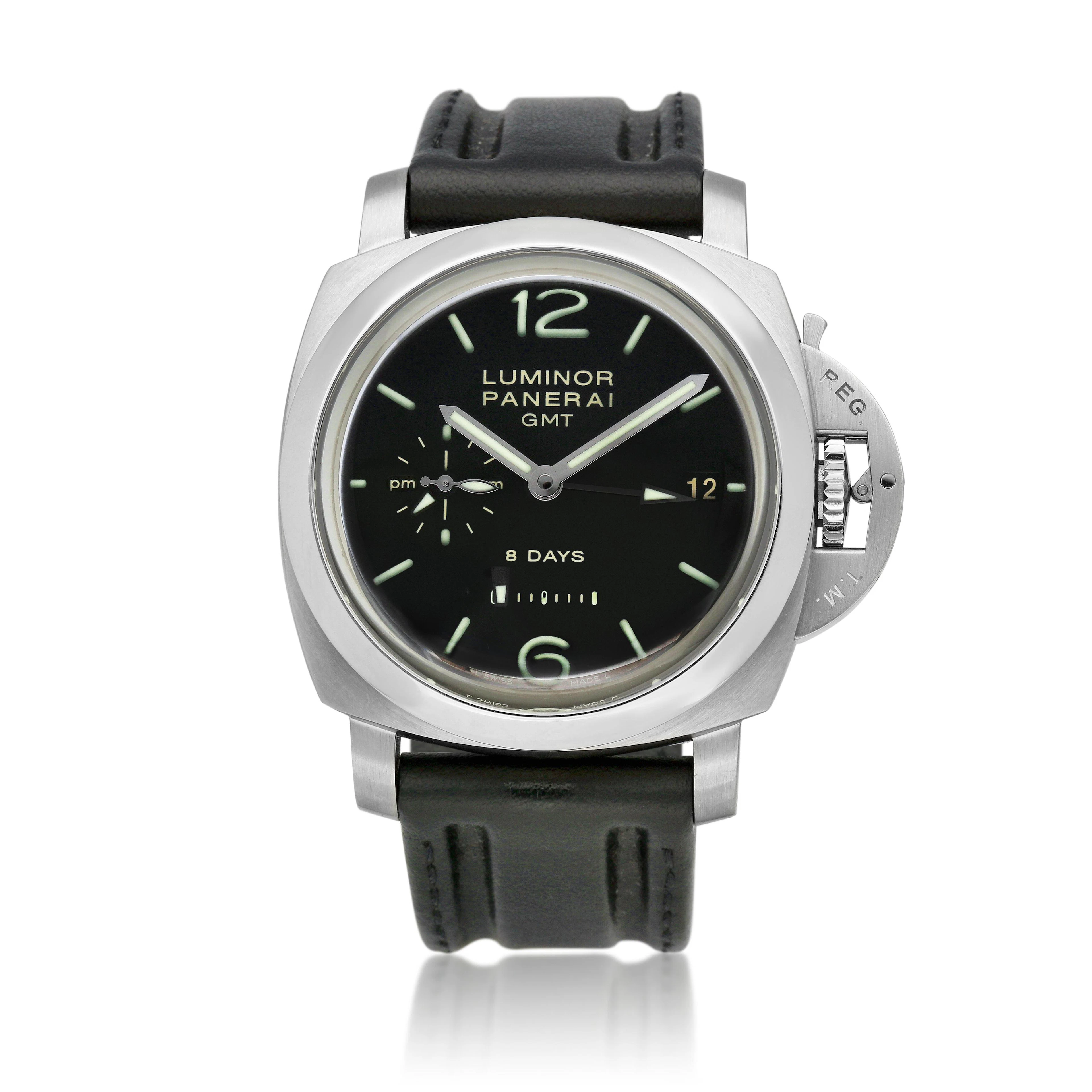 Luminor 1950 8 Days GMT (Reference PAM00233). A 44mm stainless steel