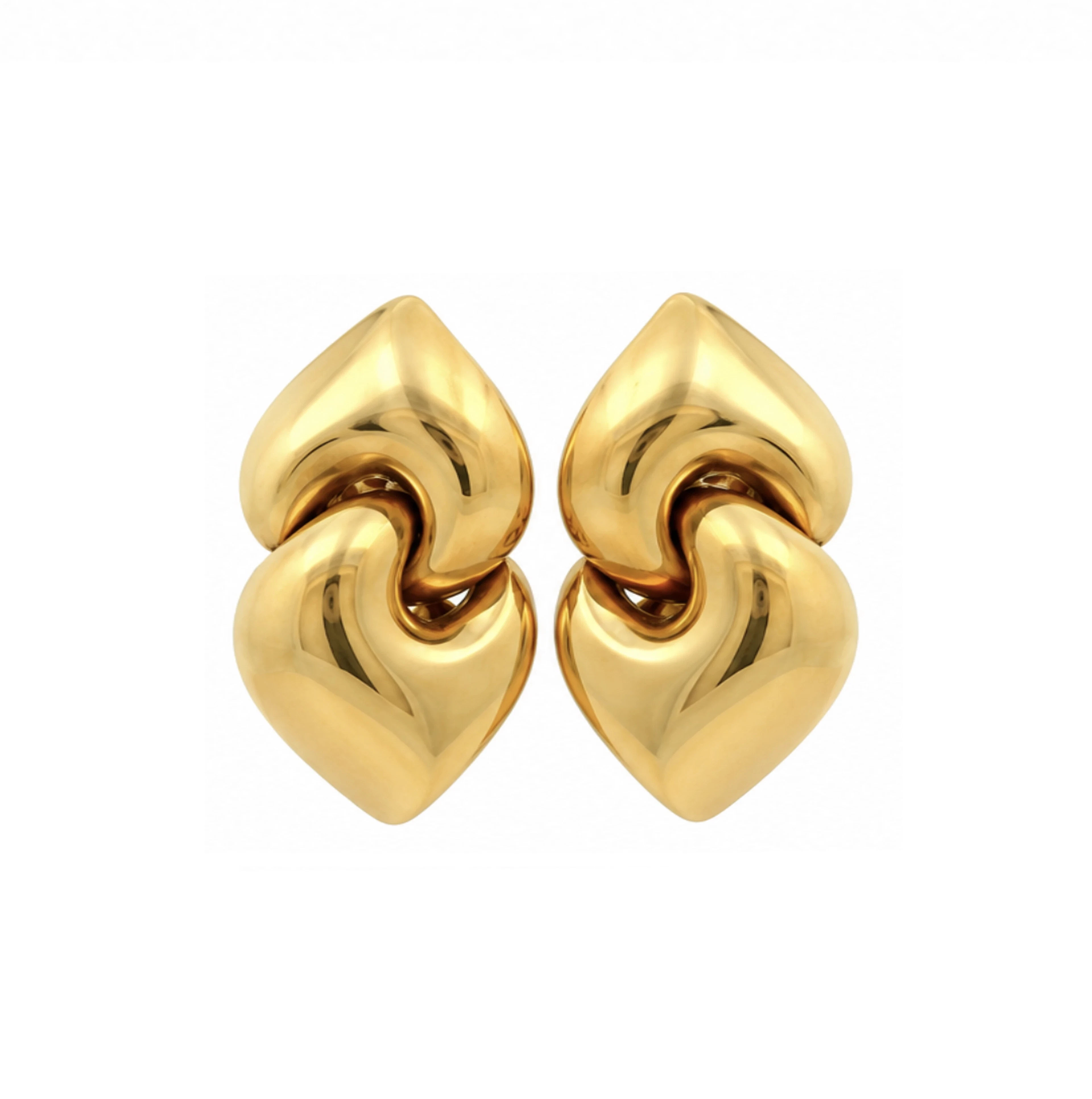 Gold Doppio Cuore Earclips
