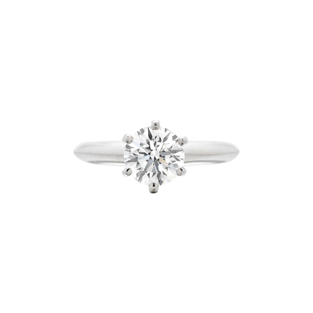 Platinum and 1.04ct Round Brilliant Cut Diamond Engagement Ring