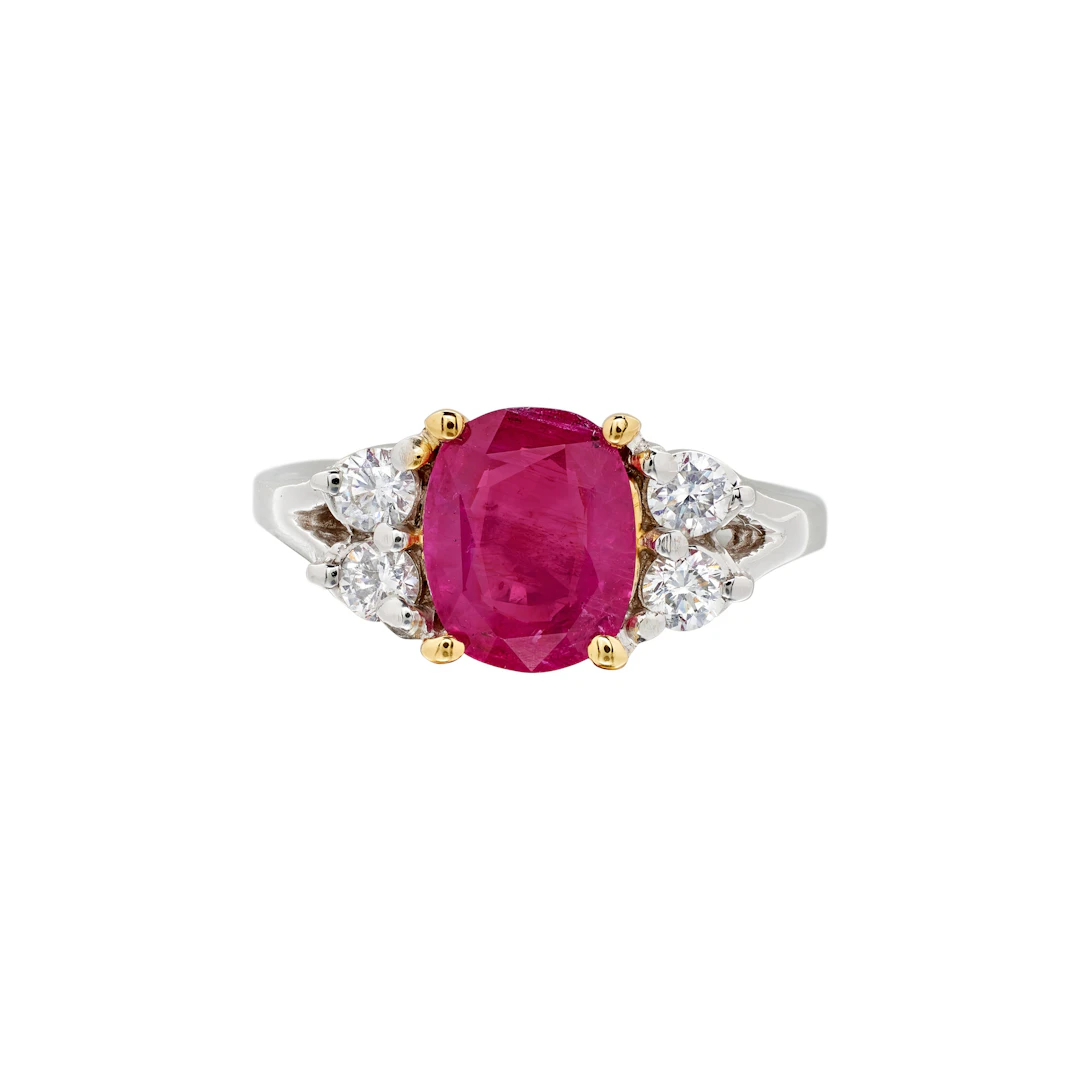White Gold, 2.52ct Burmese Ruby and Diamond Ring