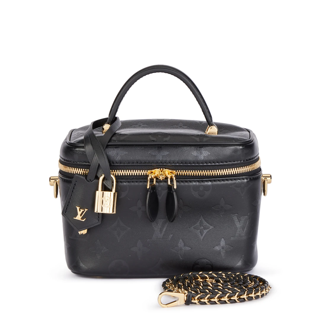 Black Monogram Ink Lambskin Vanity PM Gold Hardware, 2020