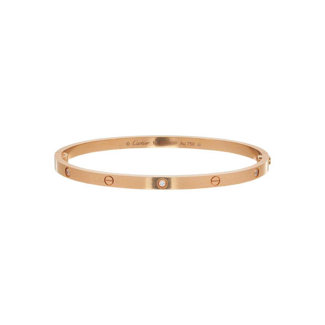 Rose Gold and 6 Diamond Small Love Bangle Bracelet