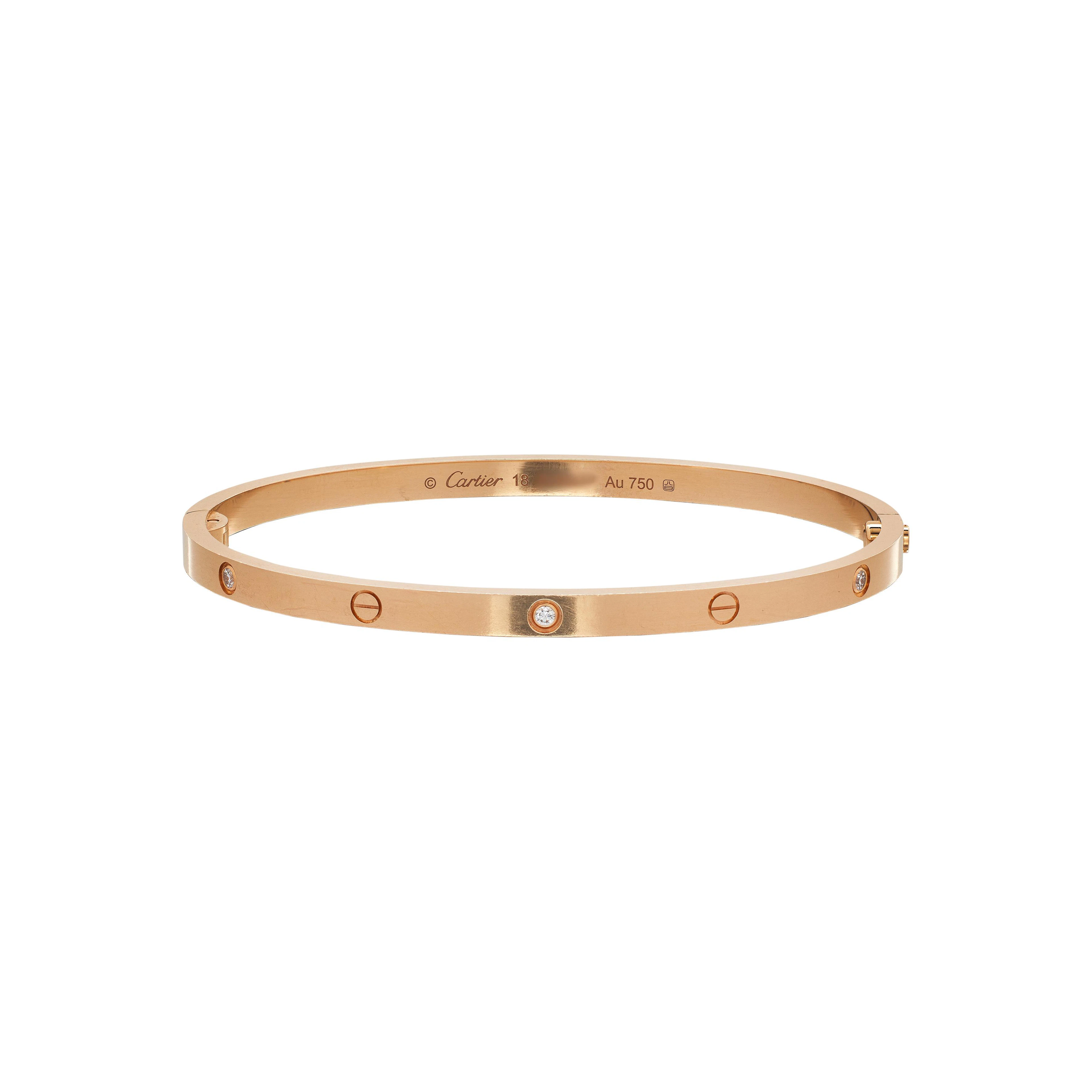 Rose Gold and 6 Diamond Small Love Bangle Bracelet