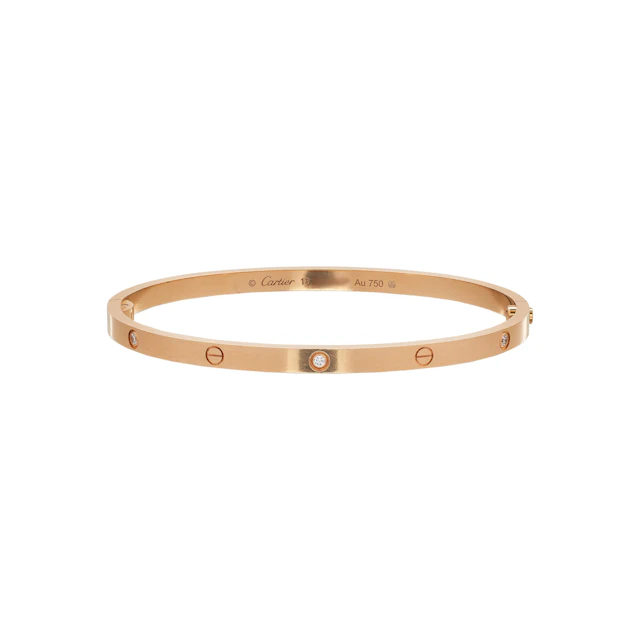 Rose Gold and 6 Diamond Small Love Bangle Bracelet