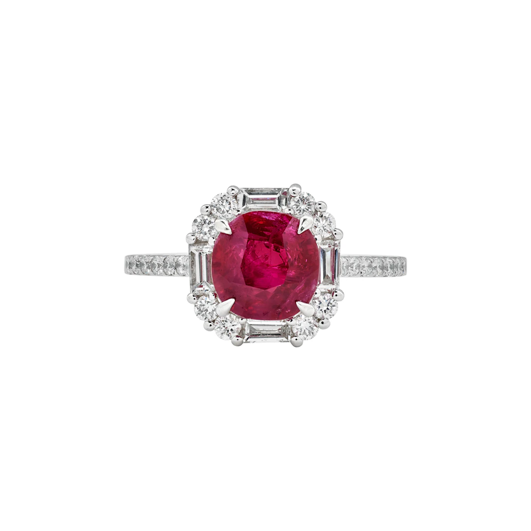 White Gold, 2.01ct Burmese Ruby and Diamond Ring