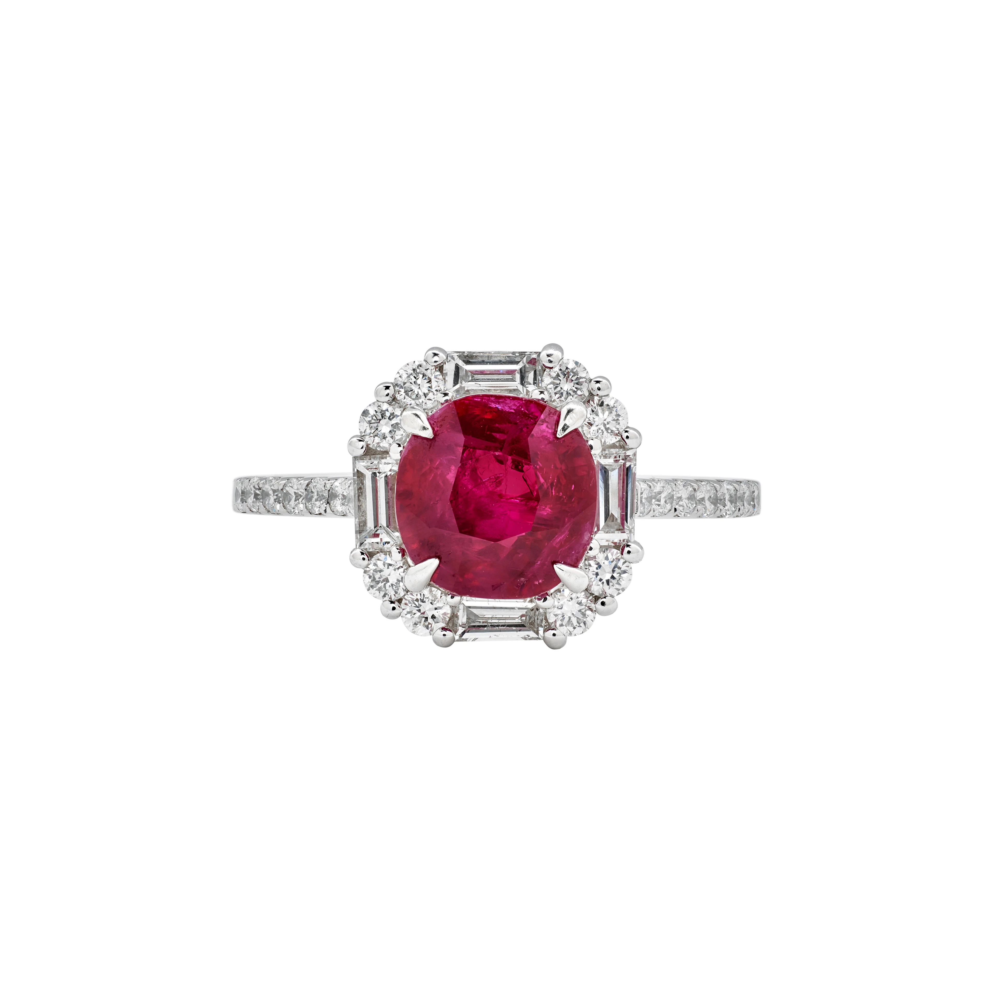 White Gold, 2.01ct Burmese Ruby and Diamond Ring