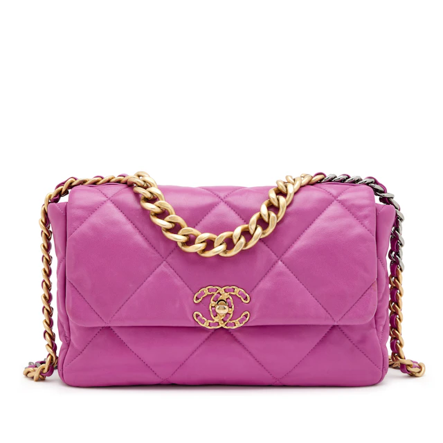 Purple Quilted Lambskin Medium Chanel 19 Flap Bag Mixed Hardware, 2020