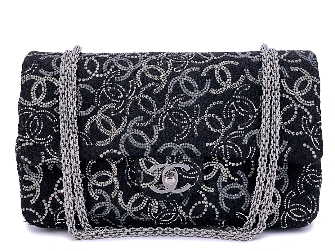 Black Tweed Strass Crystal CC Paris-Shanghai Pudong Jumbo Classic