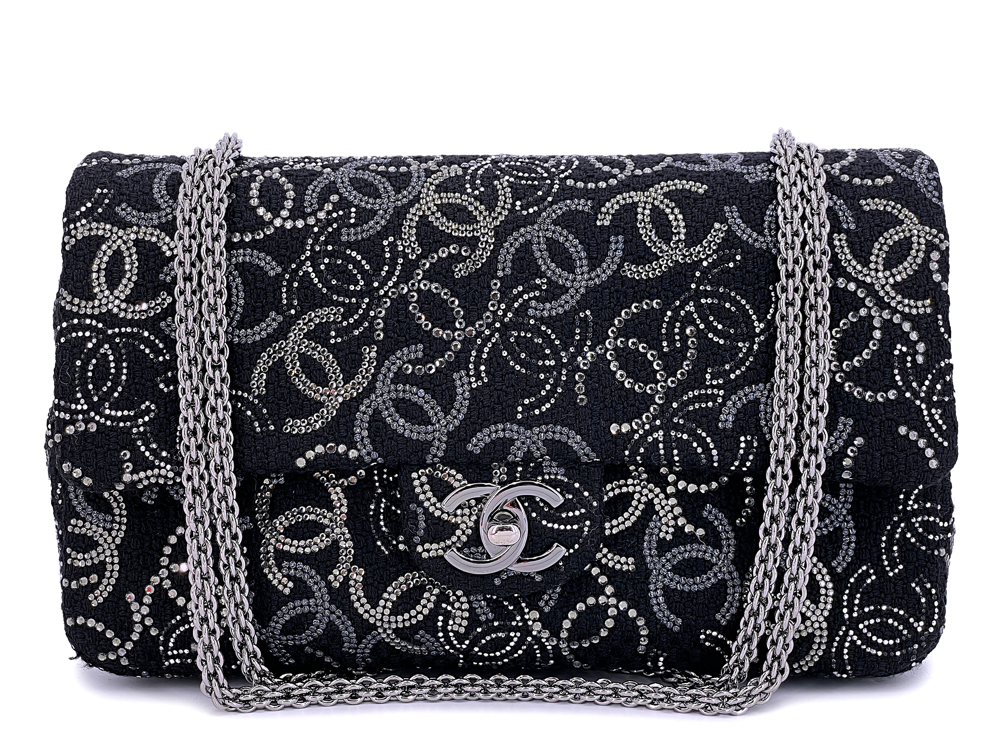 Black Tweed Strass Crystal CC Paris-Shanghai Pudong Jumbo Classic