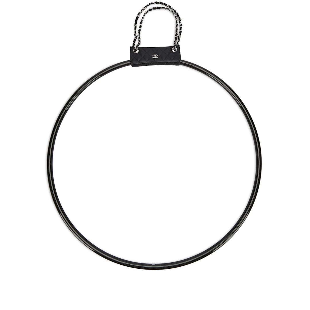 Black Quilted Lambskin Hula Hoop Flap Bag Silver Hardware